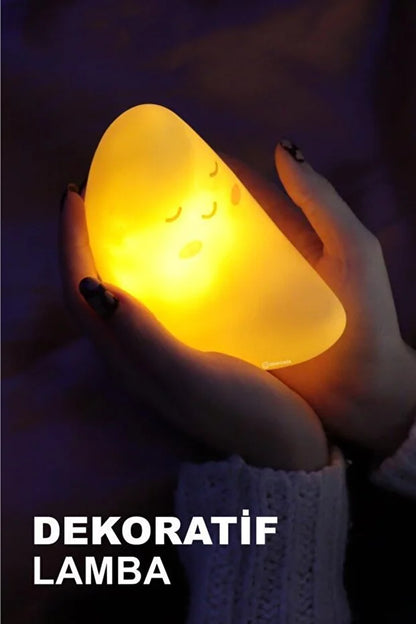 Uykucu Ay Doğal Işıklı Silikon Gece Lambası