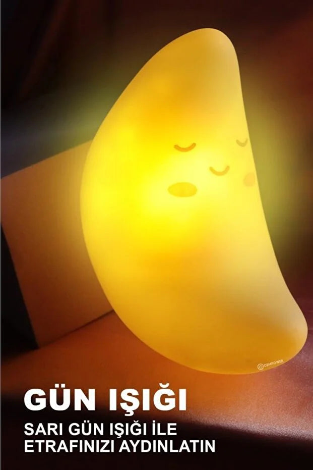 Uykucu Ay Doğal Işıklı Silikon Gece Lambası